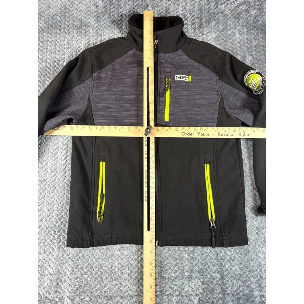 32 Degrees Weatherproof Jacket Boys Medium 10/12 Black Fleece Lined Mock Neck‎